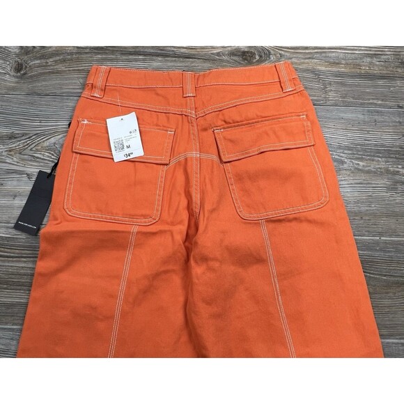 Forever 21 Cargo Pants Women’s M Orange Wide Leg Utility Pockets Streetwear Y2K - Picture 7 of 16